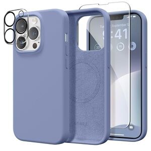 iPhone 13 Pro Max Silicone Case With MagSafe 2 Screen Protectors Lavender
